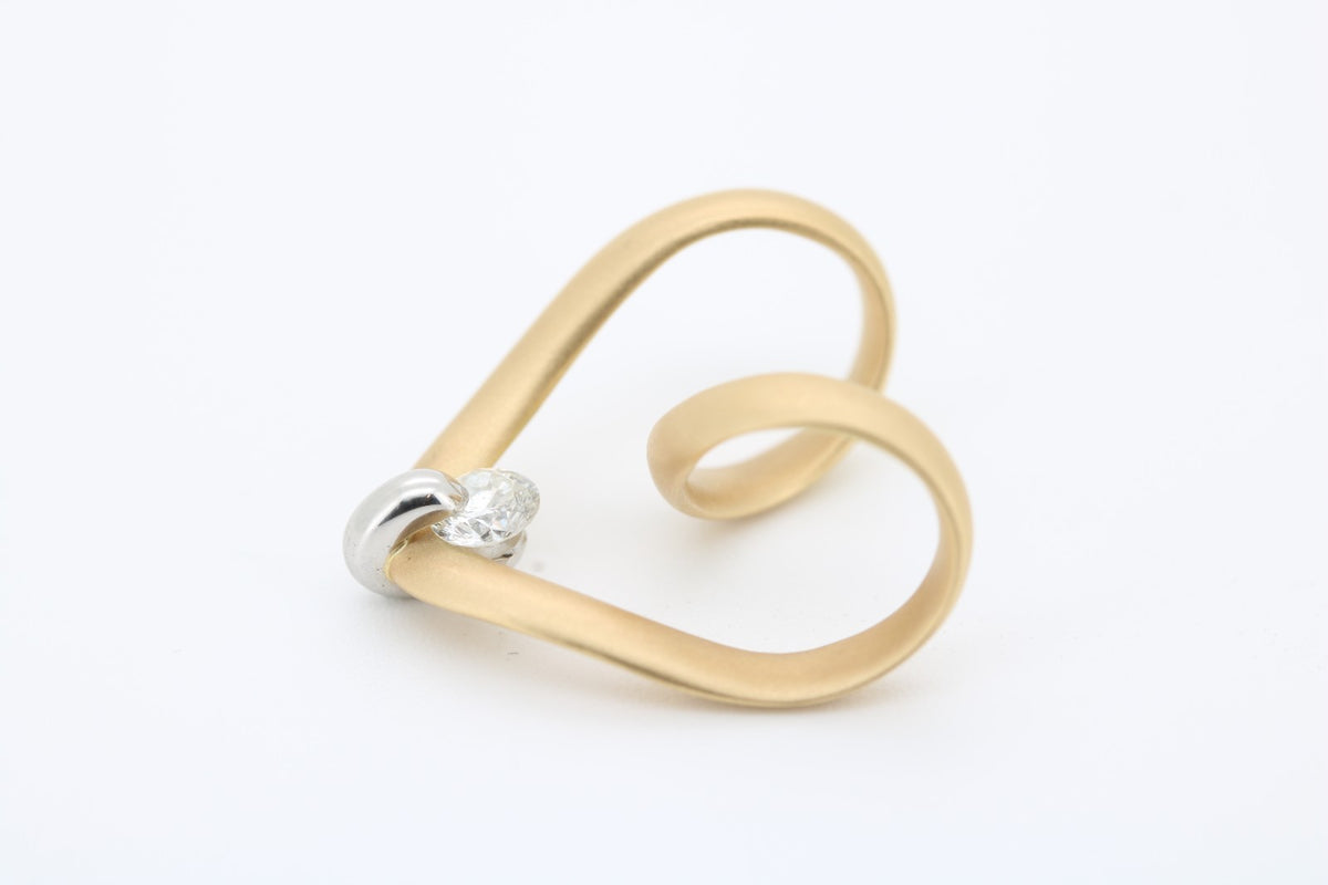 Gold Platin Anhänger mit Diamant - 750 Gelbgold und 950 Platin ca. 22mm x 23mm