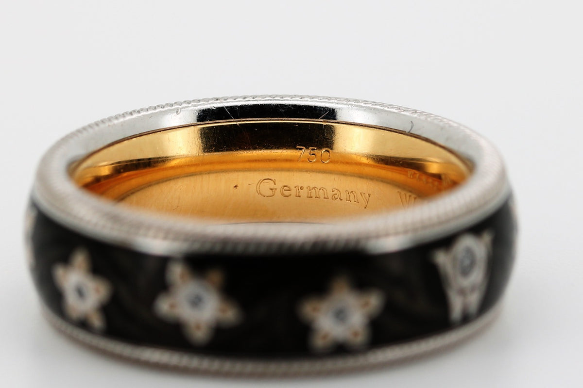 Wellendorff Blütenengel11 Diamanten, aus 750 Weiß/Gelbgold – Ringgröße 52