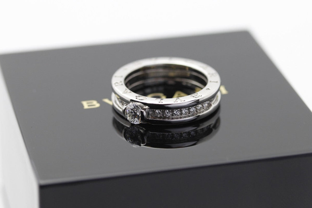 Bulgari B Zero1 Solitär Ring 18k Weißgold 15 Brillanten Verlobungsring