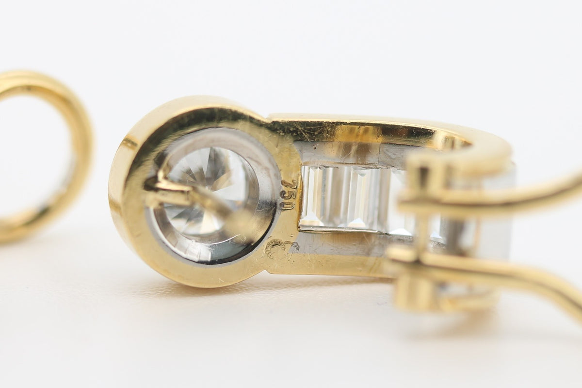 Diamant Ohrstecker mit jeweils 6 Diamanten - 750 Weiß-/Gelbgold ca. 8,7g