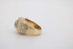 Diamant Gold Ring mit blauem Stein, aus 750 Gelbgold – Ringgröße 48