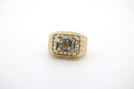 Diamant Gold Ring mit blauem Stein, aus 750 Gelbgold – Ringgröße 48