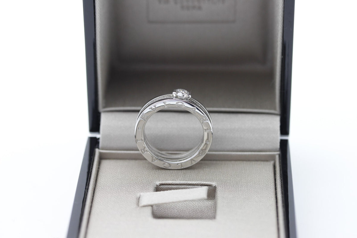 Bulgari B Zero1 Solitär Ring 18k Weißgold 15 Brillanten Verlobungsring