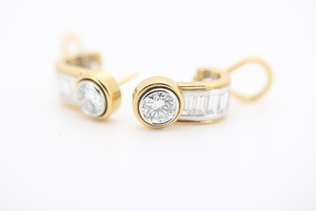 Diamant Ohrstecker mit jeweils 6 Diamanten - 750 Weiß-/Gelbgold ca. 8,7g