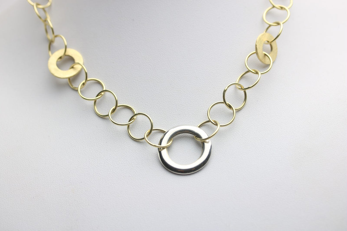 Ring Halskette aus Weiß- und Gelbgold- 585 Weiß / Gelbgold - ca. 45 cm