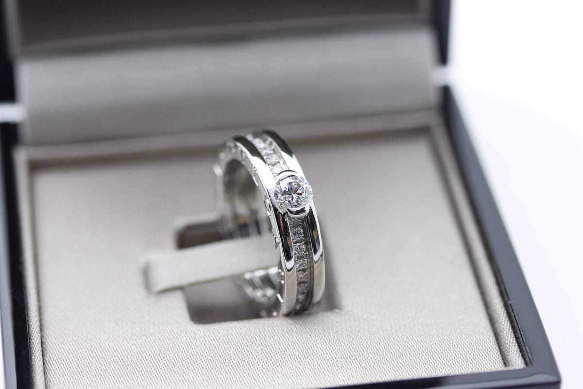Bulgari B Zero1 Solitär Ring 18k Weißgold 15 Brillanten Verlobungsring