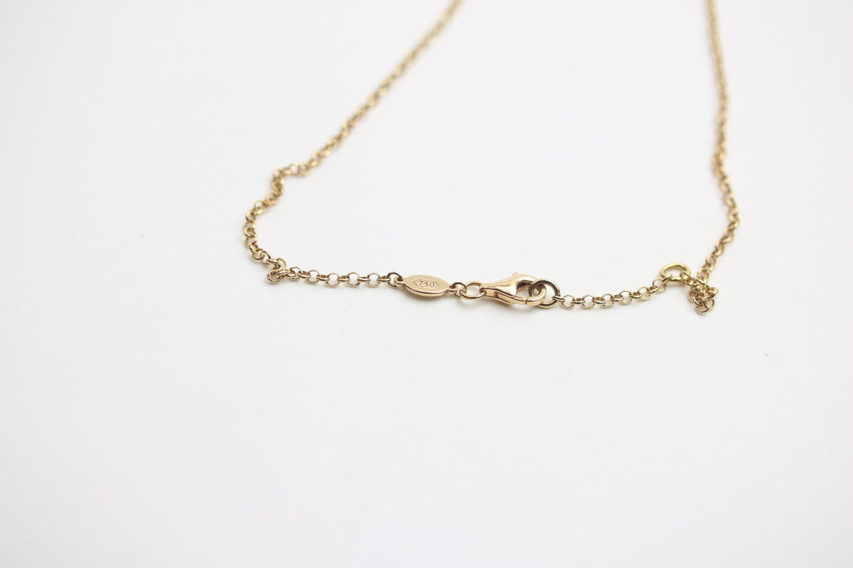 Wempe Halskette 750 Gelbgold mit Lila Stein und 13x Diamant Anhänger - ca. 44 cm