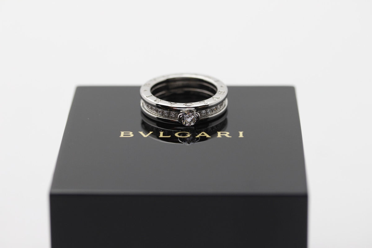 Bulgari B Zero1 Solitär Ring 18k Weißgold 15 Brillanten Verlobungsring