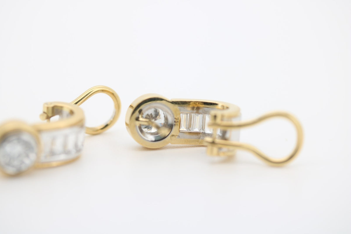 Diamant Ohrstecker mit jeweils 6 Diamanten - 750 Weiß-/Gelbgold ca. 8,7g