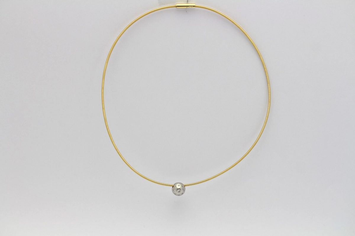 Niessing Collier 18k 43cm Gold mit Anhänger 9 Brillanten ca. 0,17ct. ca. 10,1g