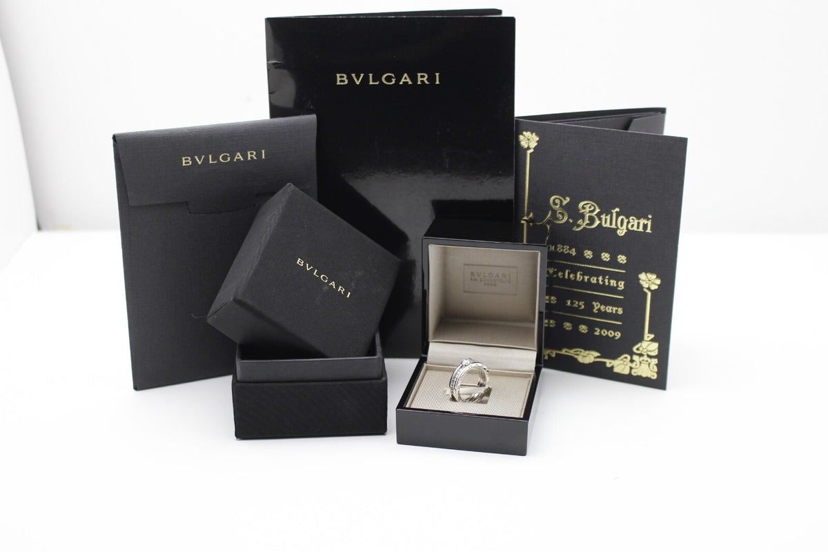 Bulgari B Zero1 Solitär Ring 18k Weißgold 15 Brillanten Verlobungsring
