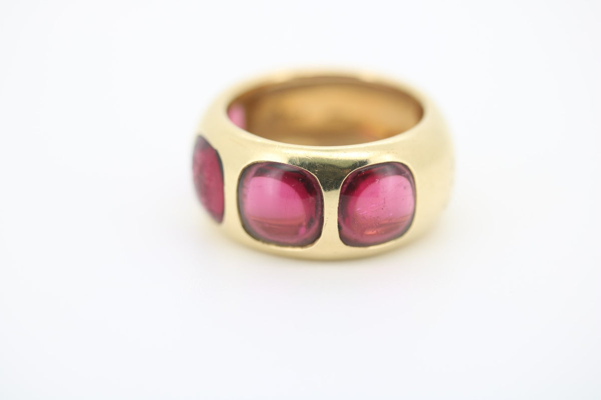 Pomellato Bisanzio Ring mit 4 Rosa Turmalinen, aus 750 Gelbgold – Ringgröße 55