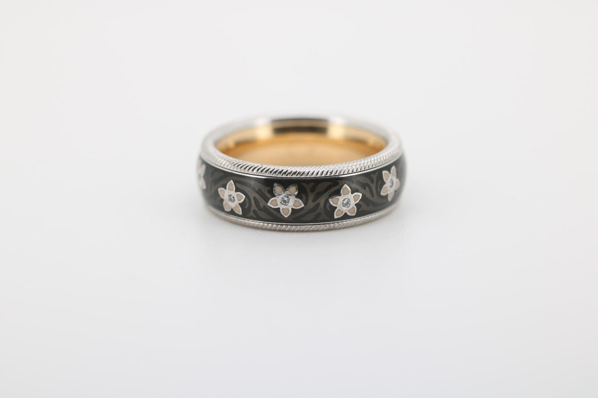 Wellendorff Blütenengel11 Diamanten, aus 750 Weiß/Gelbgold – Ringgröße 52