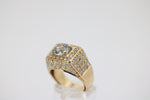 Diamant Gold Ring mit blauem Stein, aus 750 Gelbgold – Ringgröße 48