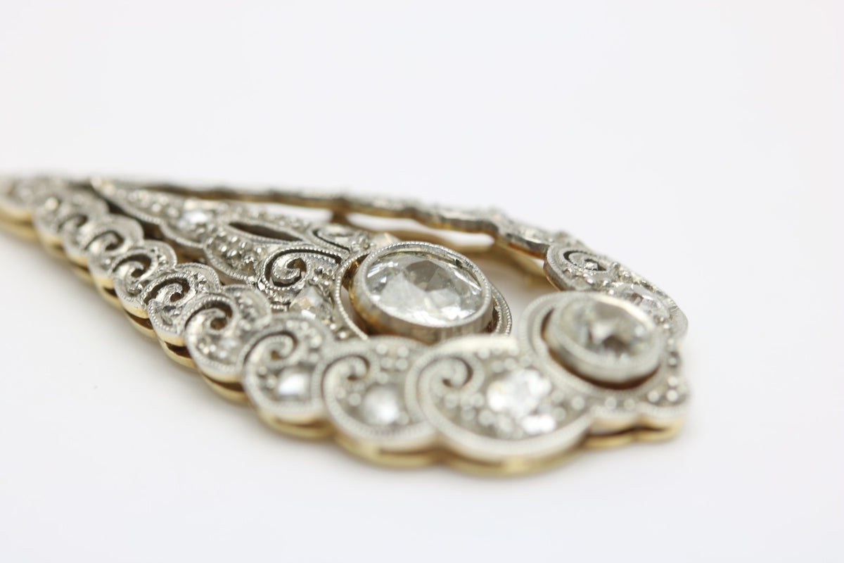 Halskette aus Gold mit Diamanten, 585 Weiß/Gelbgold, Diamant Anhänger - ca. 44cm