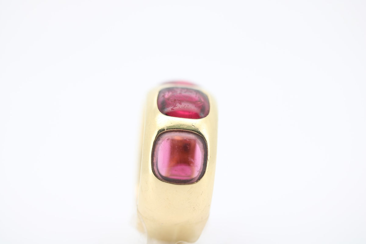 Pomellato Bisanzio Ring mit 4 Rosa Turmalinen, aus 750 Gelbgold – Ringgröße 55