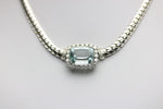 Halskette mit hellblauen Beryll Aquamarin, 26 Diamanten, 585 Weißgold- ca. 44 cm