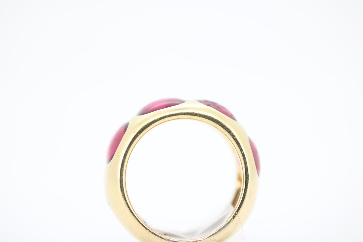 Pomellato Bisanzio Ring mit 4 Rosa Turmalinen, aus 750 Gelbgold – Ringgröße 55