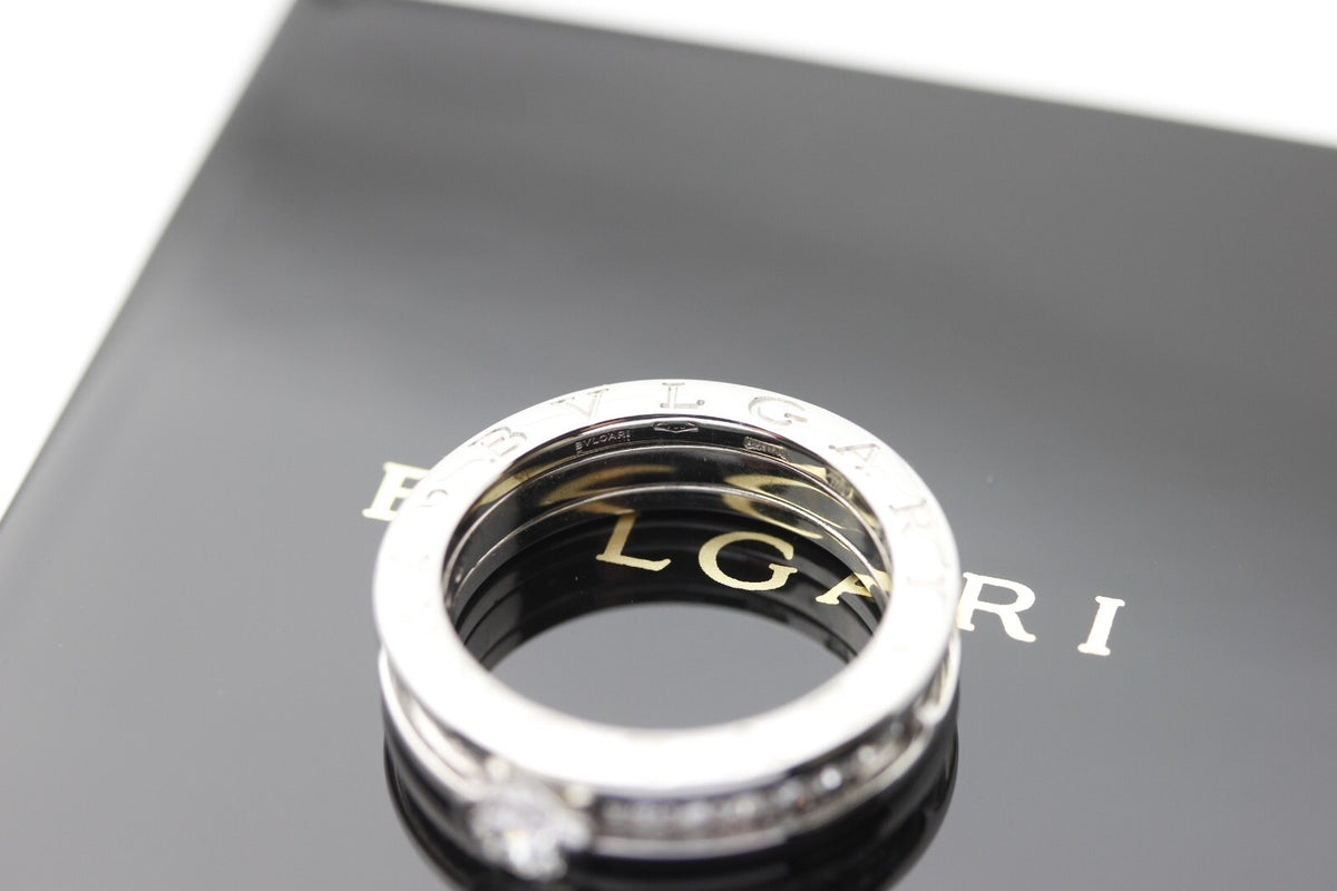 Bulgari B Zero1 Solitär Ring 18k Weißgold 15 Brillanten Verlobungsring