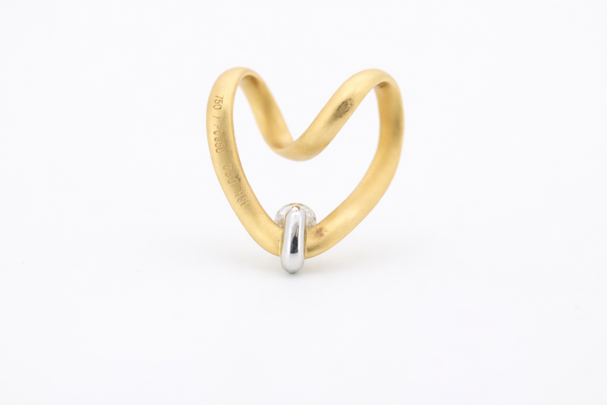 Gold Platin Anhänger mit Diamant - 750 Gelbgold und 950 Platin ca. 22mm x 23mm