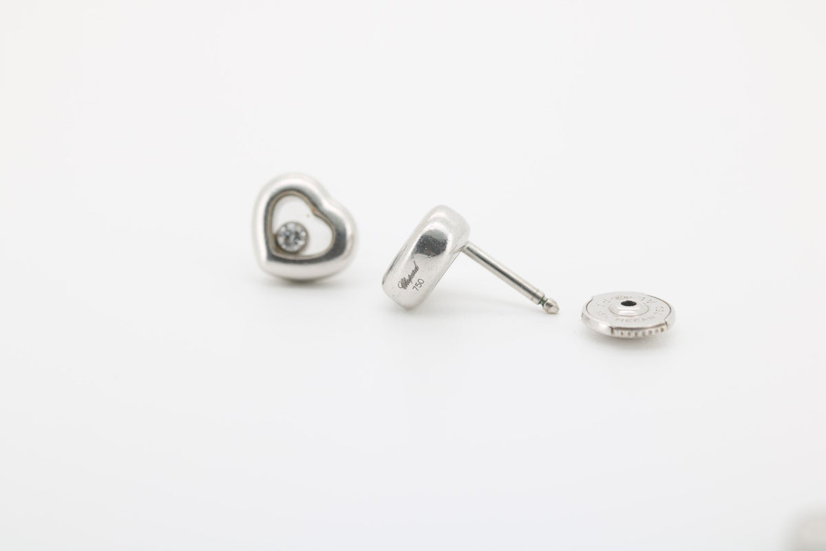 Chopard Diamant Ohrstecker mit jeweils 1 Diamant - 750 Weißgold ca. 5,2g - 9x8mm
