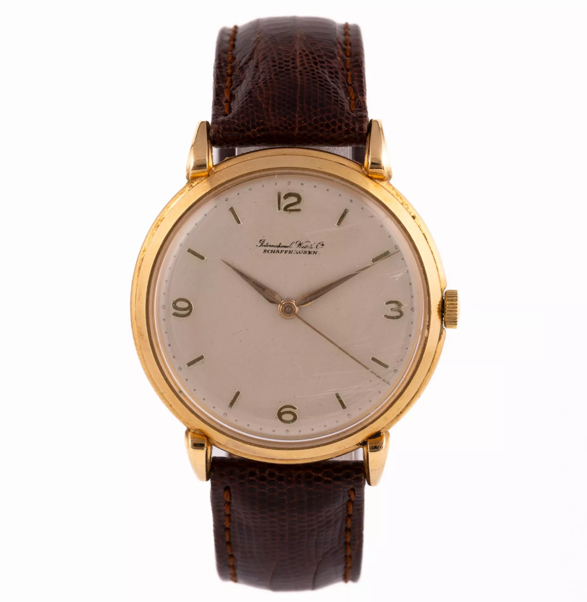 IWC Schaffhausen Armbanduhr um 1955 Gehäuse: 18kt Gold