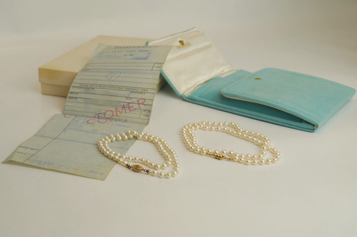 Perlenkette mit Tiffany&Co Perlen 585 und 750er Gelbgold