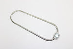 Halskette mit hellblauen Beryll Aquamarin, 26 Diamanten, 585 Weißgold- ca. 44 cm