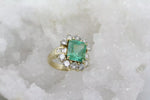 Vintage Ring 18 Gelbgold 1 Smaragd 10 Brillanten ca. 2,2ct. Gr. 55 ca. 12,33g