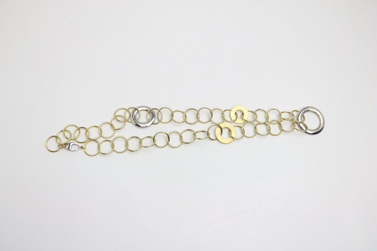 Ring Halskette aus Weiß- und Gelbgold- 585 Weiß / Gelbgold - ca. 45 cm