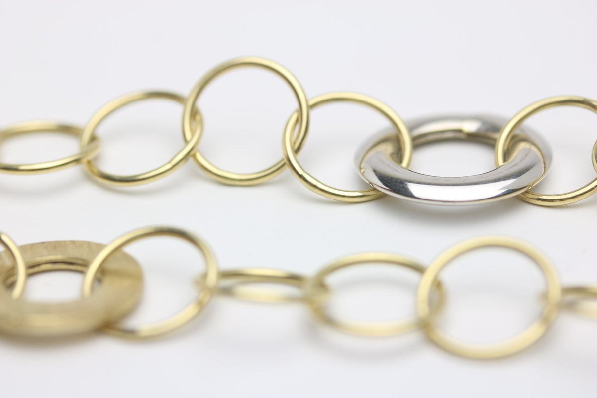 Ring Halskette aus Weiß- und Gelbgold- 585 Weiß / Gelbgold - ca. 45 cm