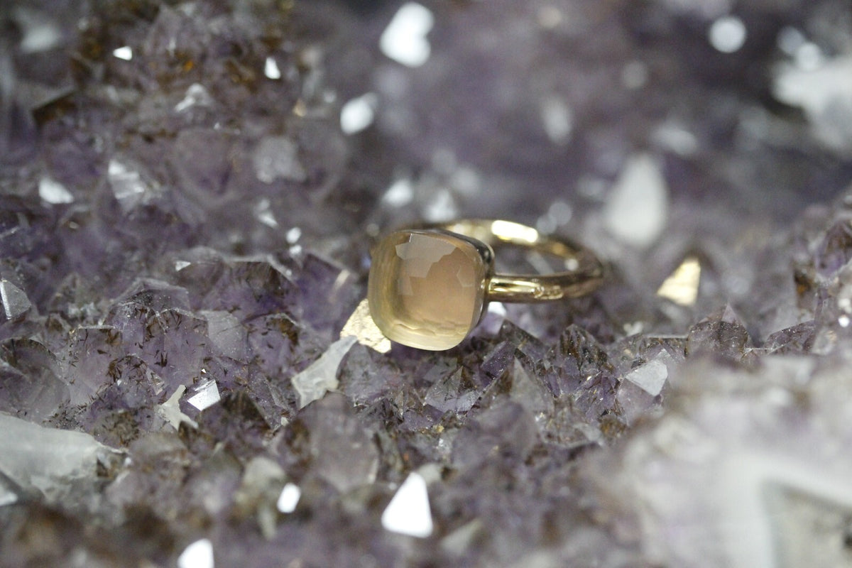 Pomellato Damen Ring 18k Gelbgold mit Rosenquarz Gr. 53 ca. 7,75g