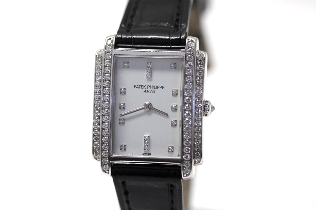 Patek Philippe Gondolo Lady 18k Weißgold 4825/100 Quarz 74 Diamonds ca. 0,57ct.