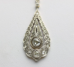 Halskette aus Gold mit Diamanten, 585 Weiß/Gelbgold, Diamant Anhänger - ca. 44cm