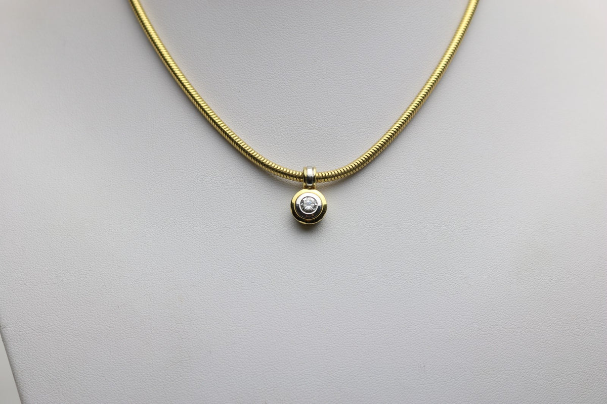 WEMPE Solitär-Brillant ca. 0,50ct - 750 Gelbgold mit Diamantanhänger - ca. 44 cm