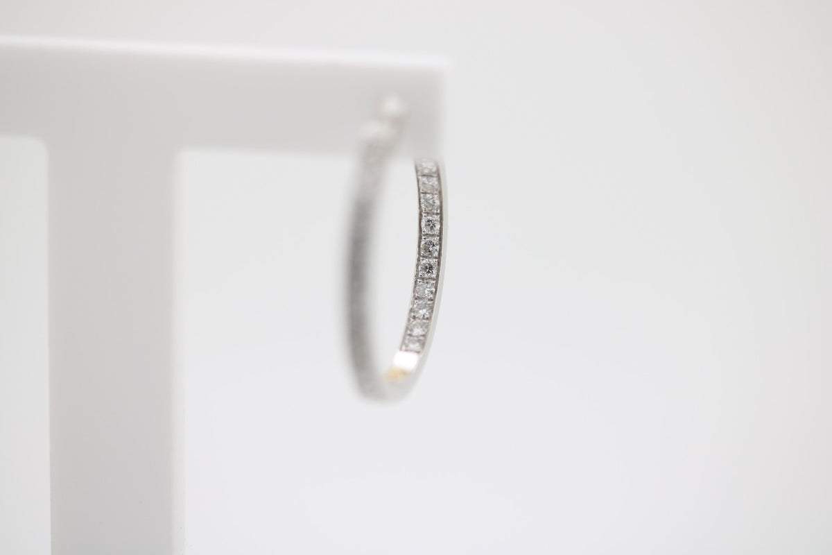 Paar 18 kt Gold Brillant-Ohr Creolen, WG 750