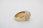 Diamant Gold Ring mit blauem Stein, aus 750 Gelbgold – Ringgröße 48