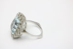 Ring Aquamarin 9,5 ct und 16 kl. Brillanten 585 Weißgold – Ringgröße 55