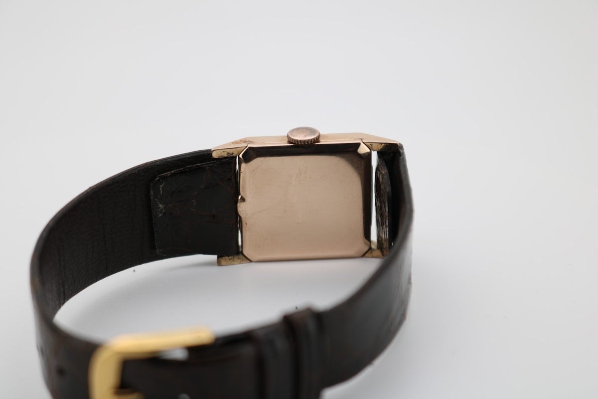 Vintage Le Coultre 14k Gelbgold Handaufzug Armbanduhr Herren