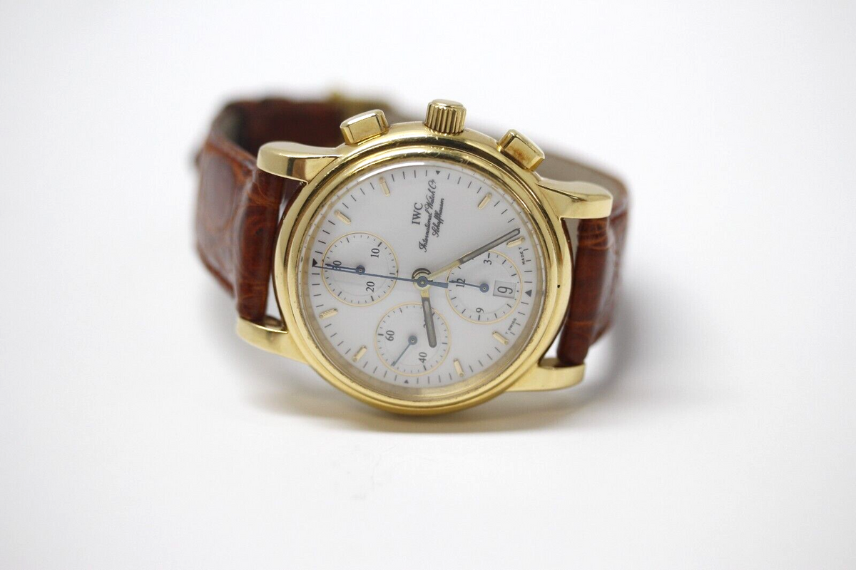 Vintage IWC Amalfi Chronograph 3703 Automatik ETA 7750 18k Gold 1990 Herrenuhr