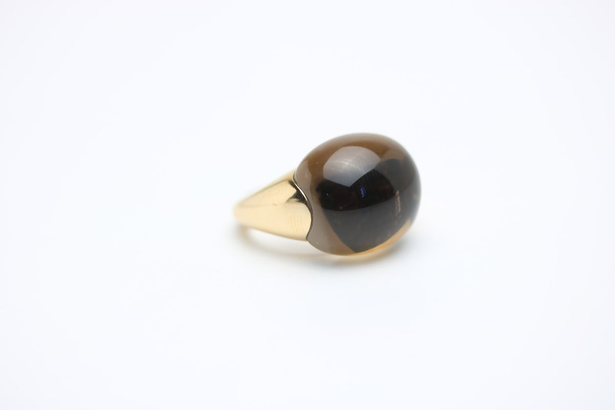 Capolavoro Rauchquarz Ring für Damen aus 750 Gelbgold – Ringgröße 56