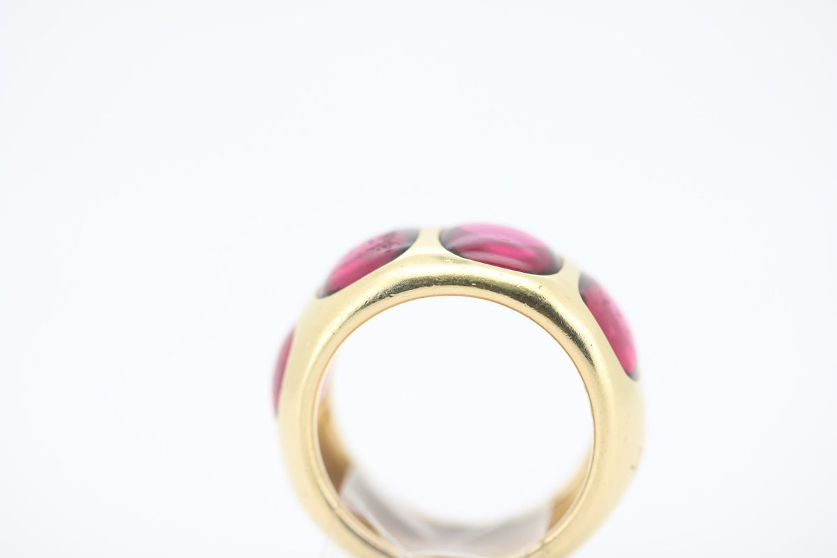 Pomellato Bisanzio Ring mit 4 Rosa Turmalinen, aus 750 Gelbgold – Ringgröße 55