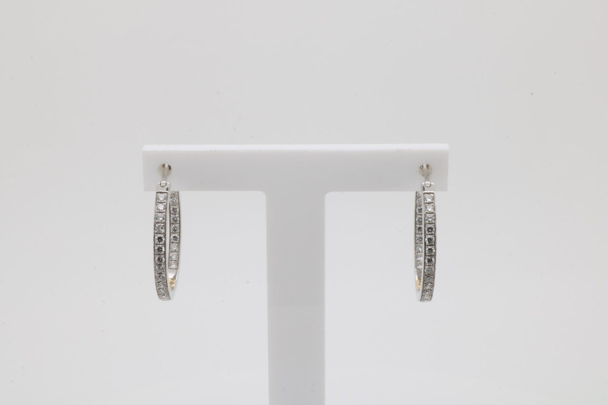 Paar 18 kt Gold Brillant-Ohr Creolen, WG 750