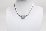 Halskette mit hellblauen Beryll Aquamarin, 26 Diamanten, 585 Weißgold- ca. 44 cm