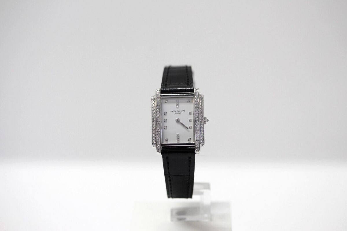 Patek Philippe Gondolo Lady 18k Weißgold 4825/100 Quarz 74 Diamonds ca. 0,57ct.