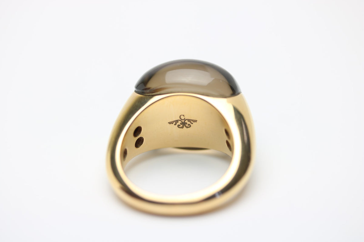 Capolavoro Rauchquarz Ring für Damen aus 750 Gelbgold – Ringgröße 56
