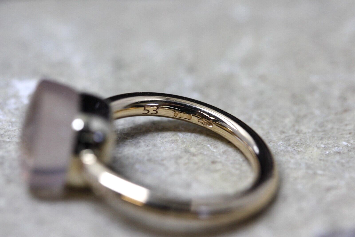 Pomellato Damen Ring 18k Gelbgold mit Rosenquarz Gr. 53 ca. 7,75g
