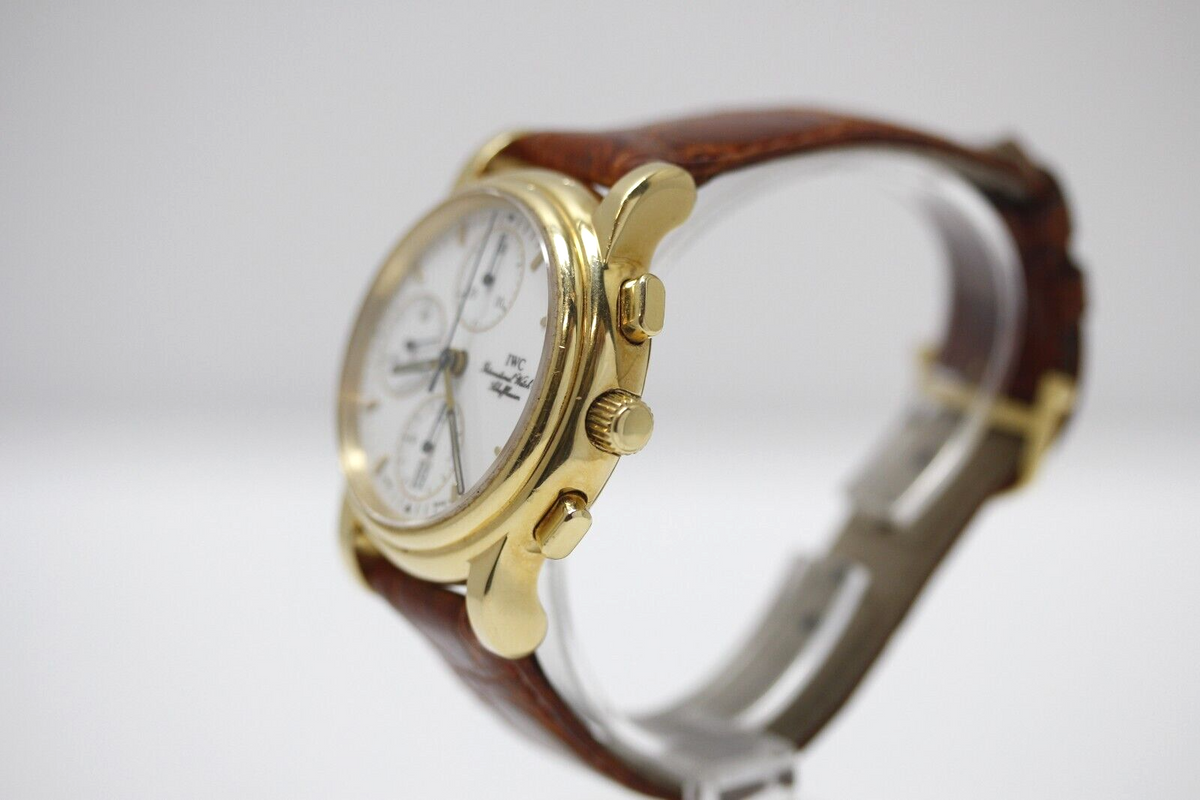 Vintage IWC Amalfi Chronograph 3703 Automatik ETA 7750 18k Gold 1990 Herrenuhr