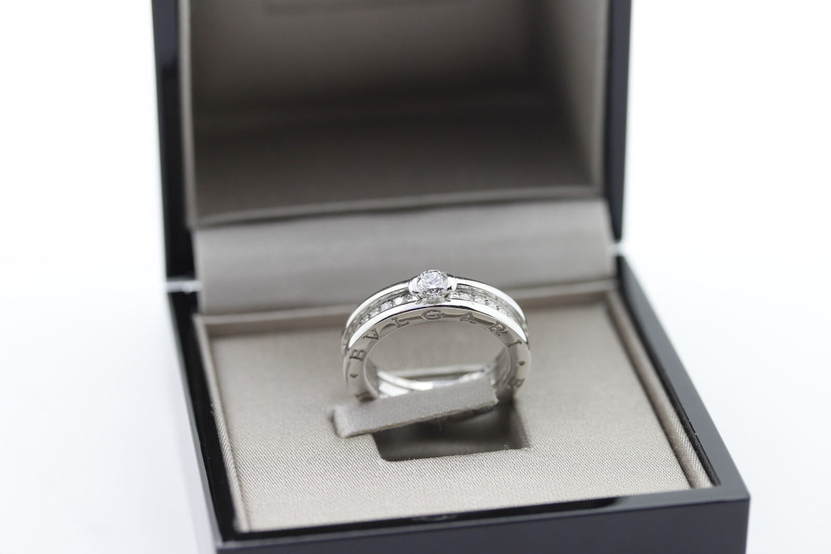 Bulgari B Zero1 Solitär Ring 18k Weißgold 15 Brillanten Verlobungsring