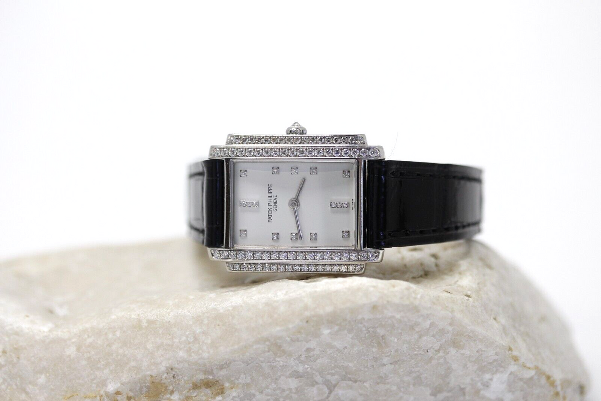 Patek Philippe Gondolo Lady 18k Weißgold 4825/100 Quarz 74 Diamonds ca. 0,57ct.